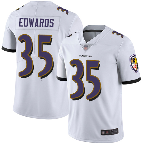 Baltimore Ravens Limited White Men Gus Edwards Road Jersey NFL Football #35 Vapor Untouchable